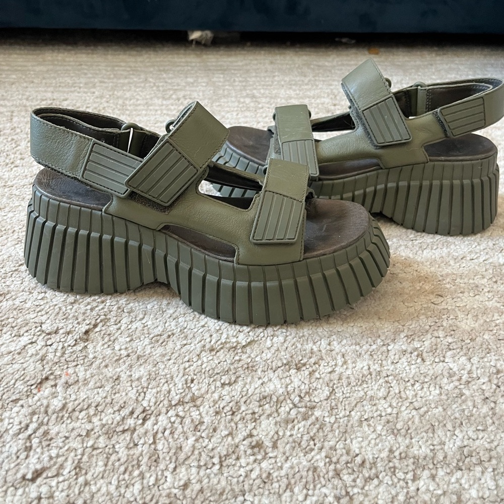 Camper BCN Chunky Green Platform Sandals